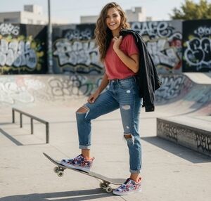 Heelys Pro 20 Prints American Flag USA Patchwork Skate Shoes Womens 9 NIB